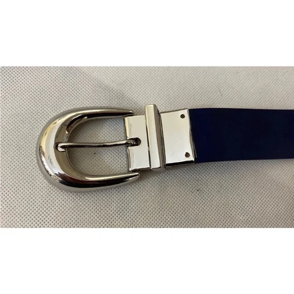 New Lauren Ralph Lauren Blue White Leather Silver Buckle  display picture 2